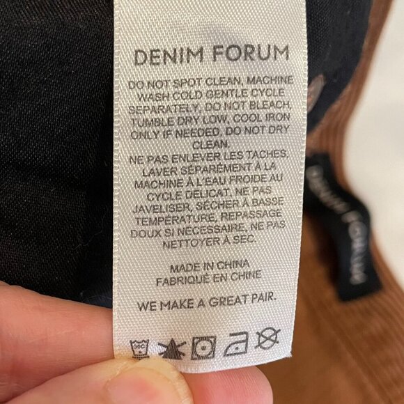 Denim Forum The Joni Hi Rise Loose Corduroy Cotton Pants Golden Brown Sz 26 - Picture 13 of 16